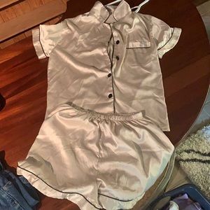Champagne Satin Pajama Set size M wedding, bridesmaid